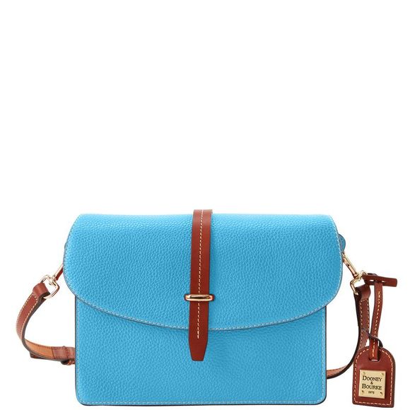 Dooney & Bourke Handbags - Dooney & Bourke Pebble Grain Flap Crossbody Shoulder Bag - Sky Blue